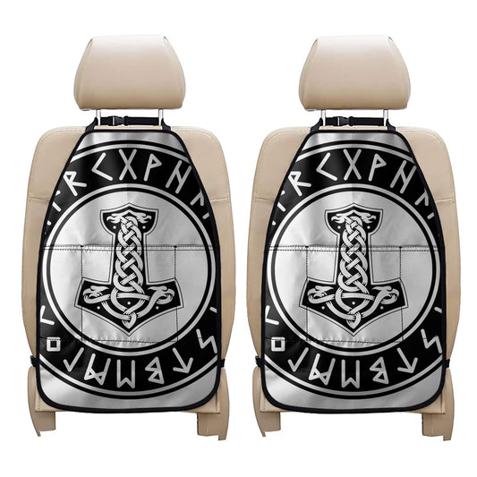 Black And White Mjolnir Print Car Seat Organizers