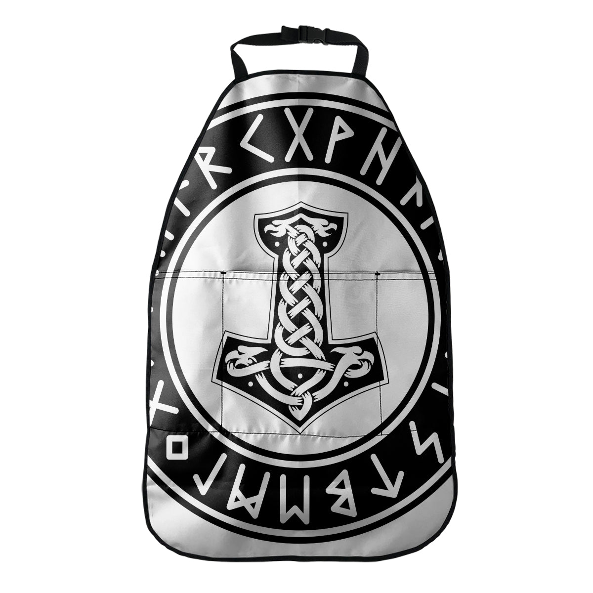 Black And White Mjolnir Print Car Seat Organizers