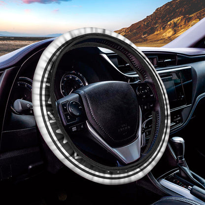 Black And White Mjolnir Print Car Steering Wheel Cover