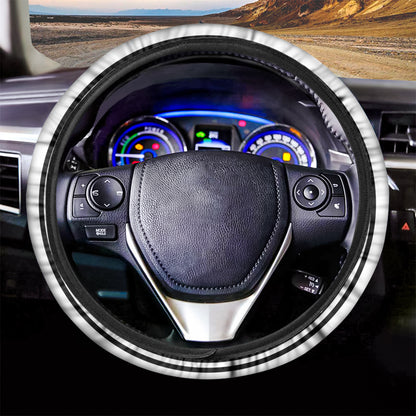 Black And White Mjolnir Print Car Steering Wheel Cover
