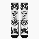 Black And White Mjolnir Print Crew Socks