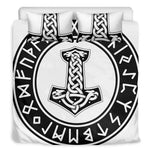 Black And White Mjolnir Print Duvet Cover Bedding Set