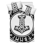 Black And White Mjolnir Print Duvet Cover Bedding Set
