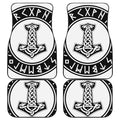 Black And White Mjolnir Print Front and Back Car Floor Mats