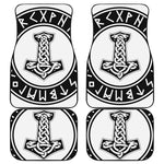 Black And White Mjolnir Print Front and Back Car Floor Mats