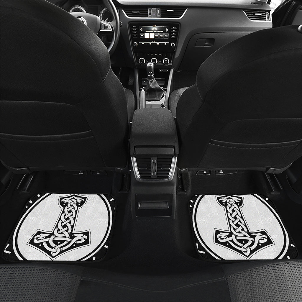 Black And White Mjolnir Print Front and Back Car Floor Mats