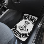 Black And White Mjolnir Print Front and Back Car Floor Mats