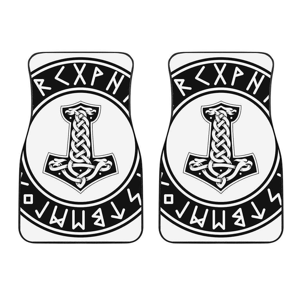Black And White Mjolnir Print Front Car Floor Mats