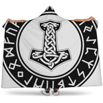 Black And White Mjolnir Print Hooded Blanket