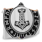 Black And White Mjolnir Print Hooded Blanket
