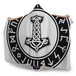 Black And White Mjolnir Print Hooded Blanket