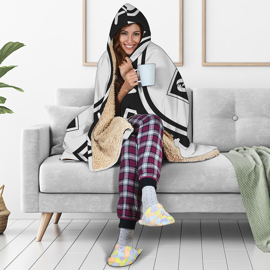 Black And White Mjolnir Print Hooded Blanket