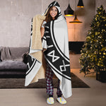 Black And White Mjolnir Print Hooded Blanket