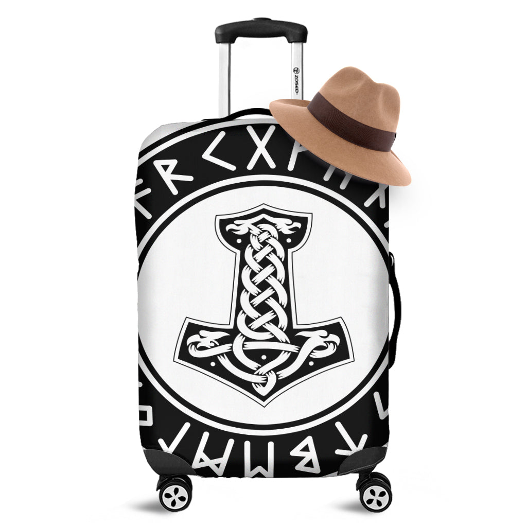 Black And White Mjolnir Print Luggage Cover