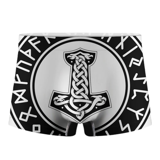 Black And White Mjolnir Print Men's Boxer Briefs