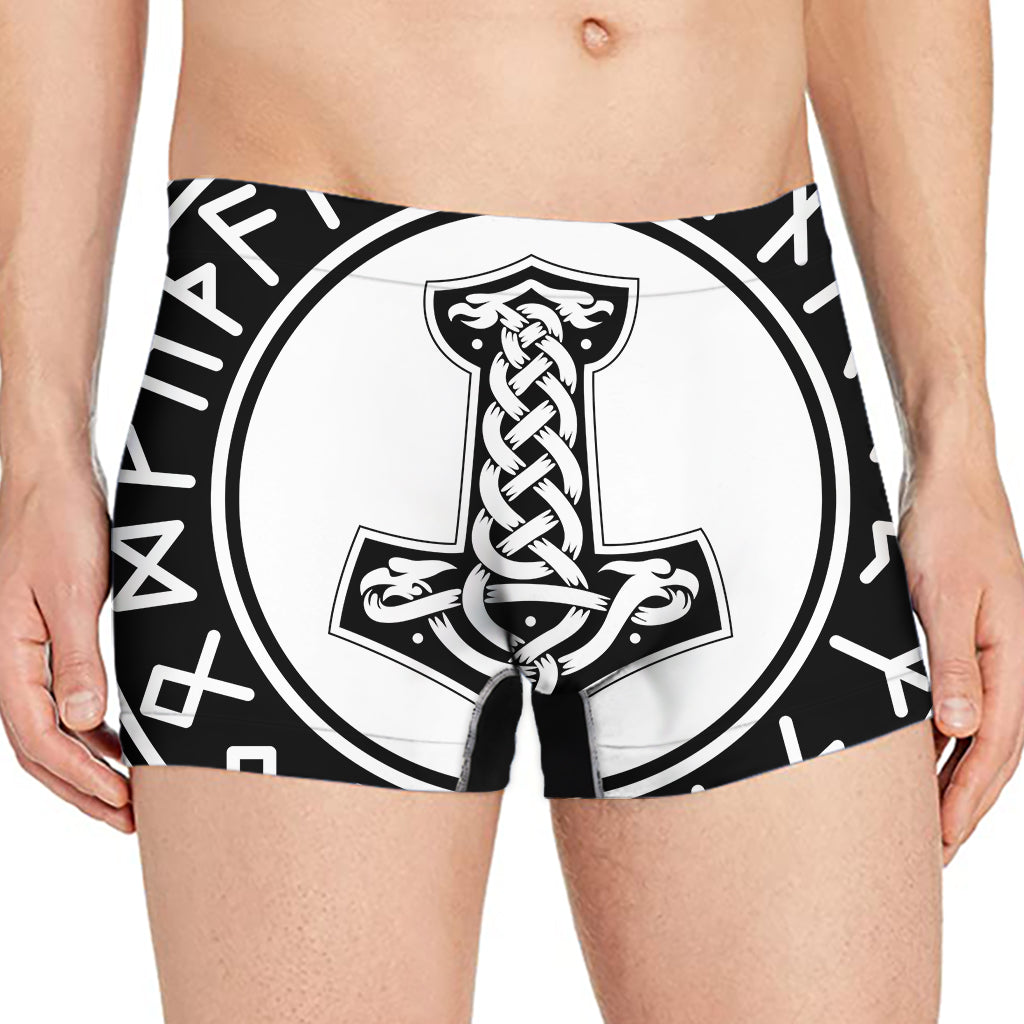 Black And White Mjolnir Print Men's Boxer Briefs