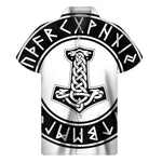 Black And White Mjolnir Print Men's Short Sleeve Shirt
