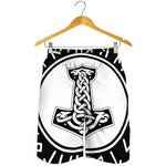 Black And White Mjolnir Print Men's Shorts