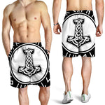 Black And White Mjolnir Print Men's Shorts