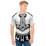 Black And White Mjolnir Print Men's T-Shirt