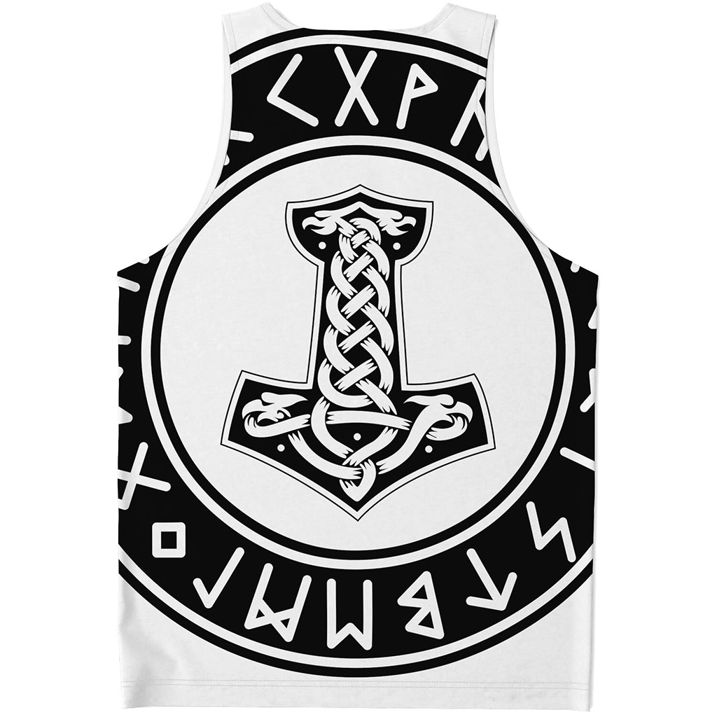 Black And White Mjolnir Print Men's Tank Top