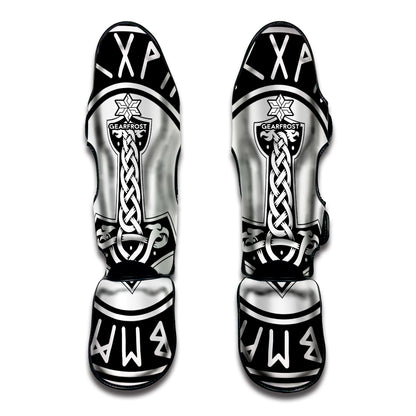 Black And White Mjolnir Print Muay Thai Shin Guard