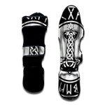 Black And White Mjolnir Print Muay Thai Shin Guard