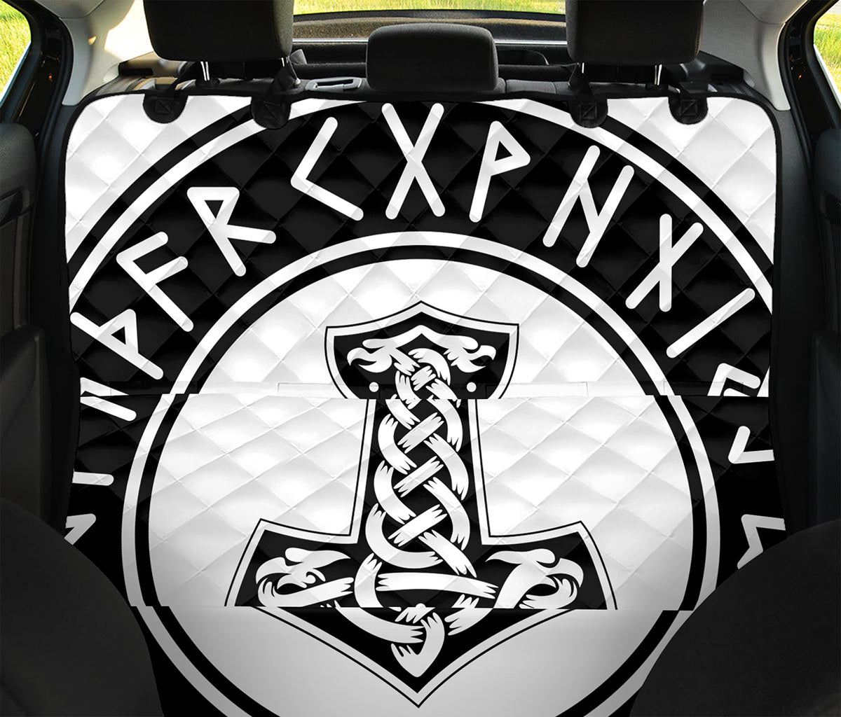 Black And White Mjolnir Print Pet Car Back Seat Cover