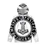 Black And White Mjolnir Print Pullover Hoodie