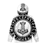 Black And White Mjolnir Print Pullover Hoodie