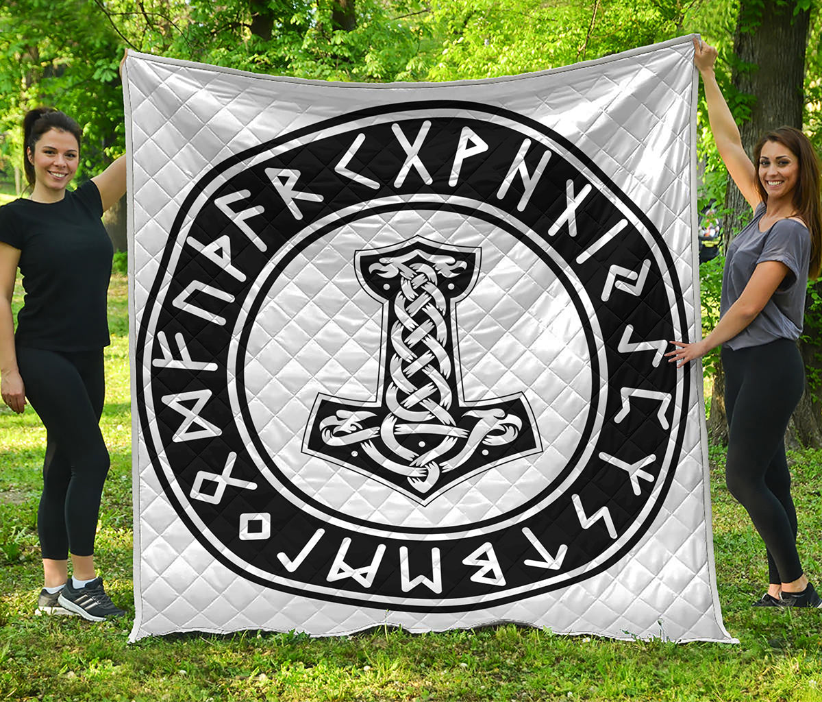 Black And White Mjolnir Print Quilt