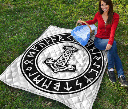 Black And White Mjolnir Print Quilt