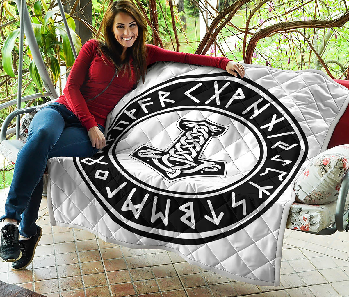 Black And White Mjolnir Print Quilt