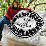 Black And White Mjolnir Print Quilt