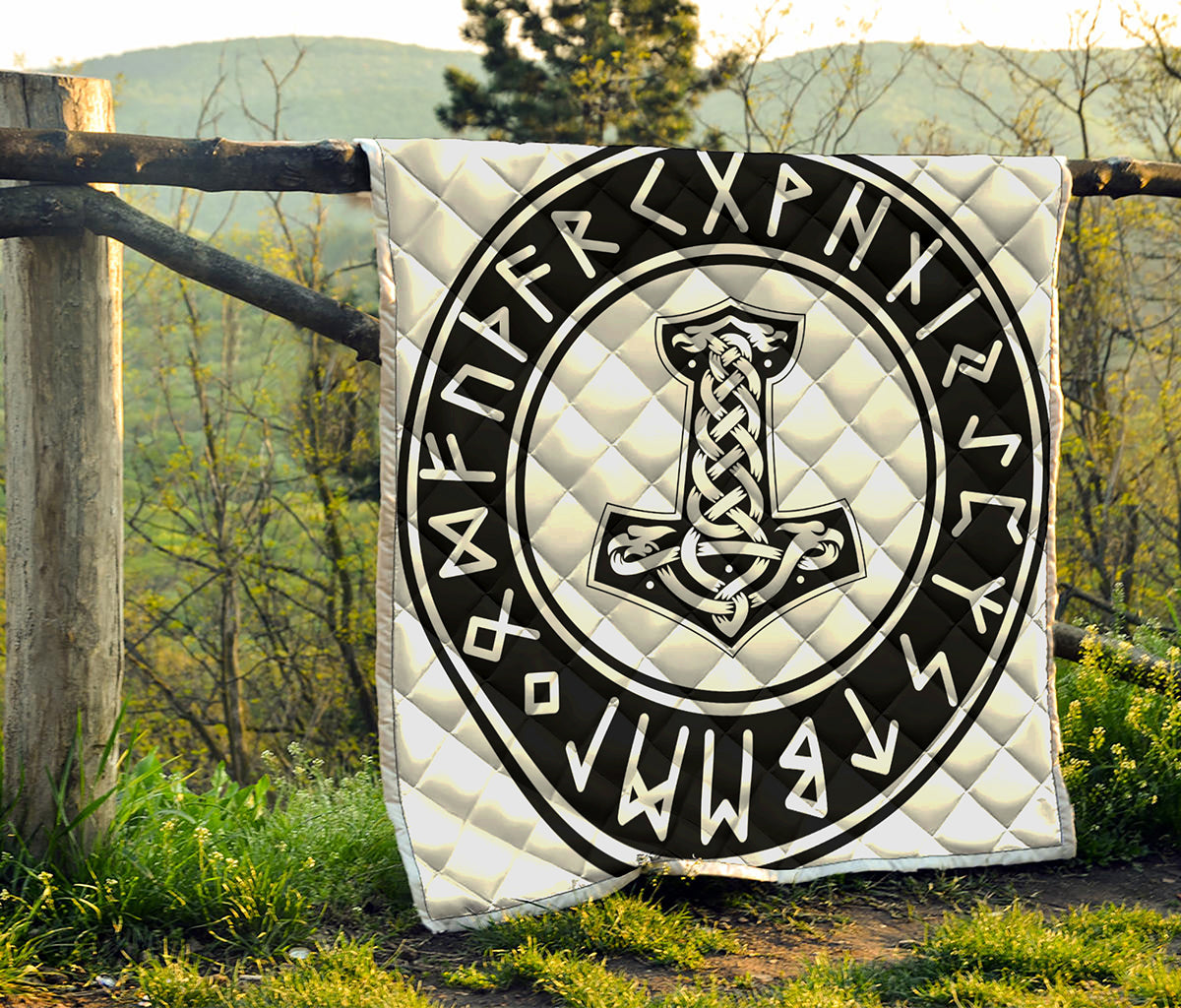 Black And White Mjolnir Print Quilt