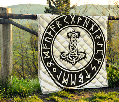 Black And White Mjolnir Print Quilt