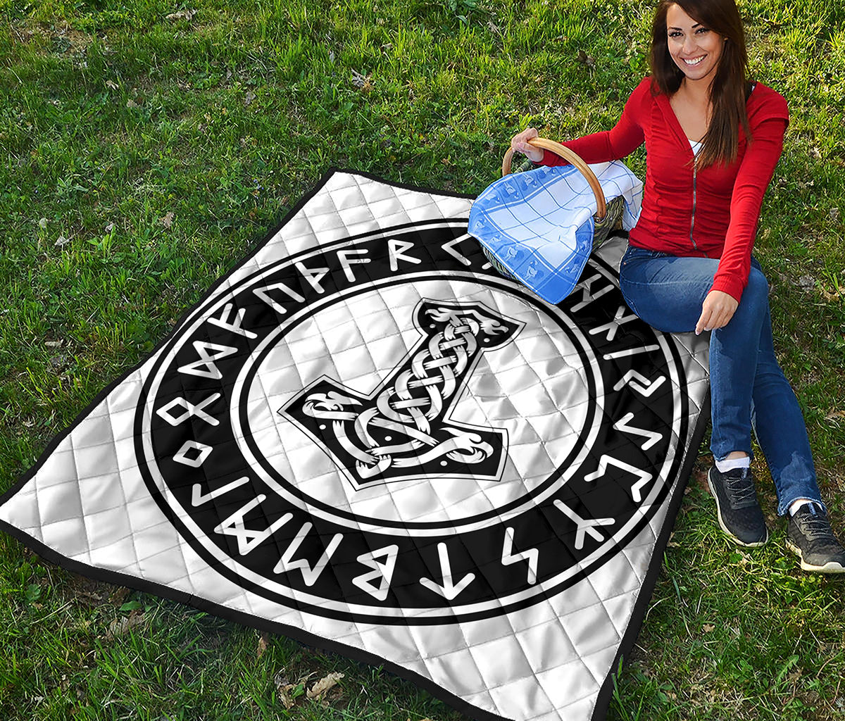 Black And White Mjolnir Print Quilt