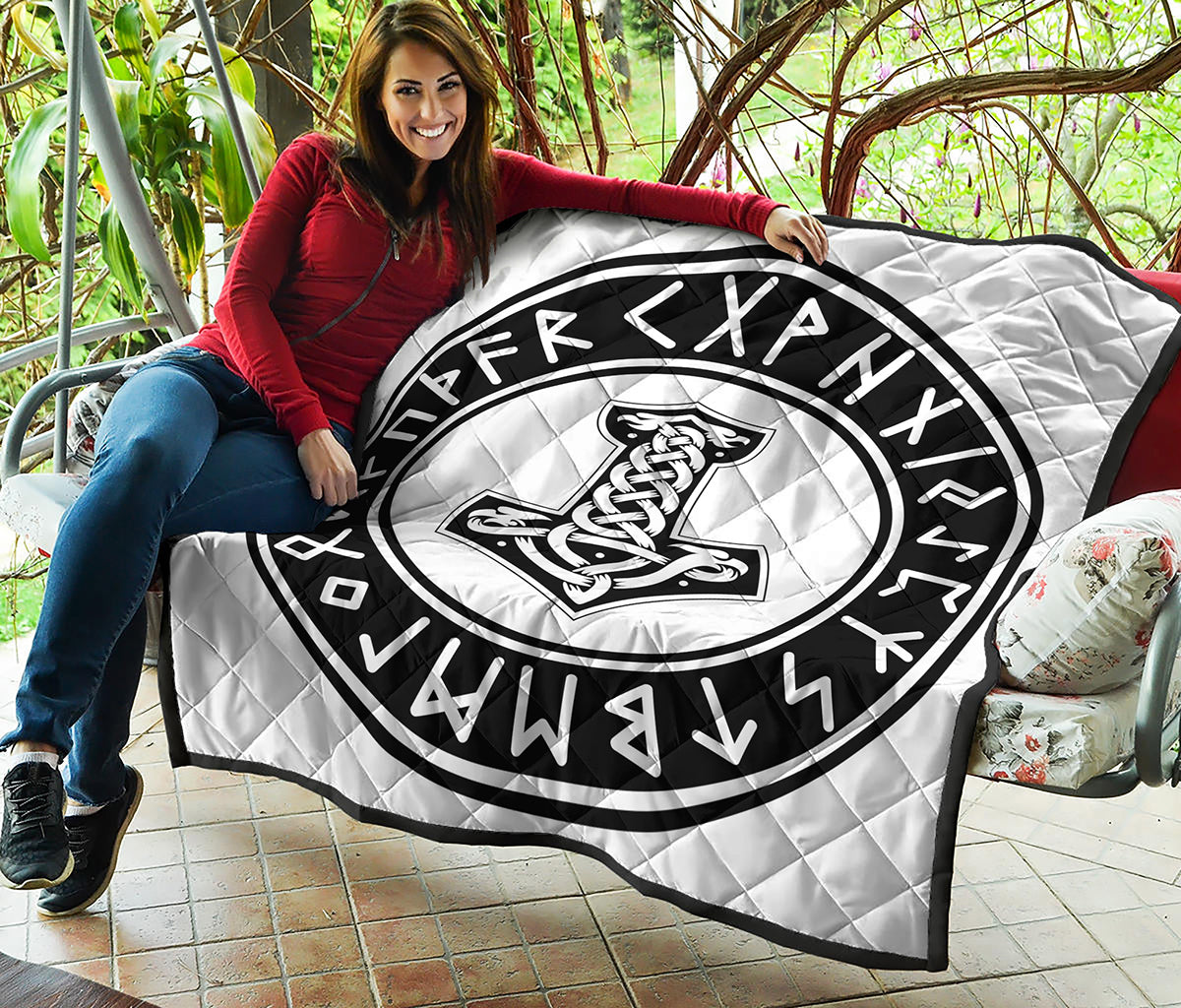 Black And White Mjolnir Print Quilt