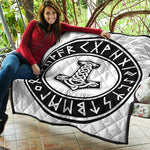 Black And White Mjolnir Print Quilt