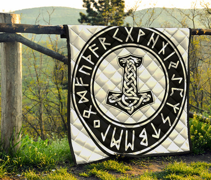 Black And White Mjolnir Print Quilt