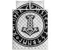 Black And White Mjolnir Print Quilt Bed Set