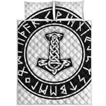 Black And White Mjolnir Print Quilt Bed Set