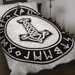 Black And White Mjolnir Print Quilt Bed Set