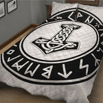 Black And White Mjolnir Print Quilt Bed Set
