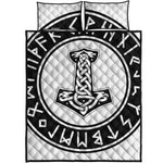 Black And White Mjolnir Print Quilt Bed Set