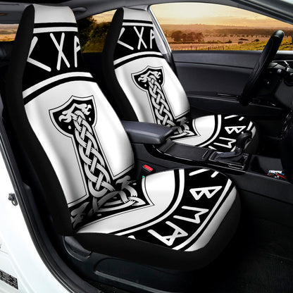 Black And White Mjolnir Print Universal Fit Car Seat Covers