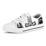 Black And White Mjolnir Print White Low Top Shoes