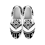 Black And White Mjolnir Print White Slip On Shoes