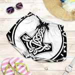 Black And White Mjolnir Print Women's Shorts