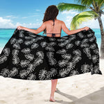Black And White Monstera Pattern Print Beach Sarong Wrap